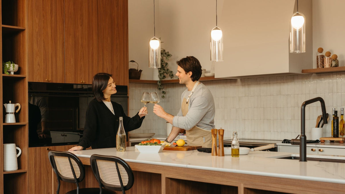 Mirah pendant light above kitchen counter