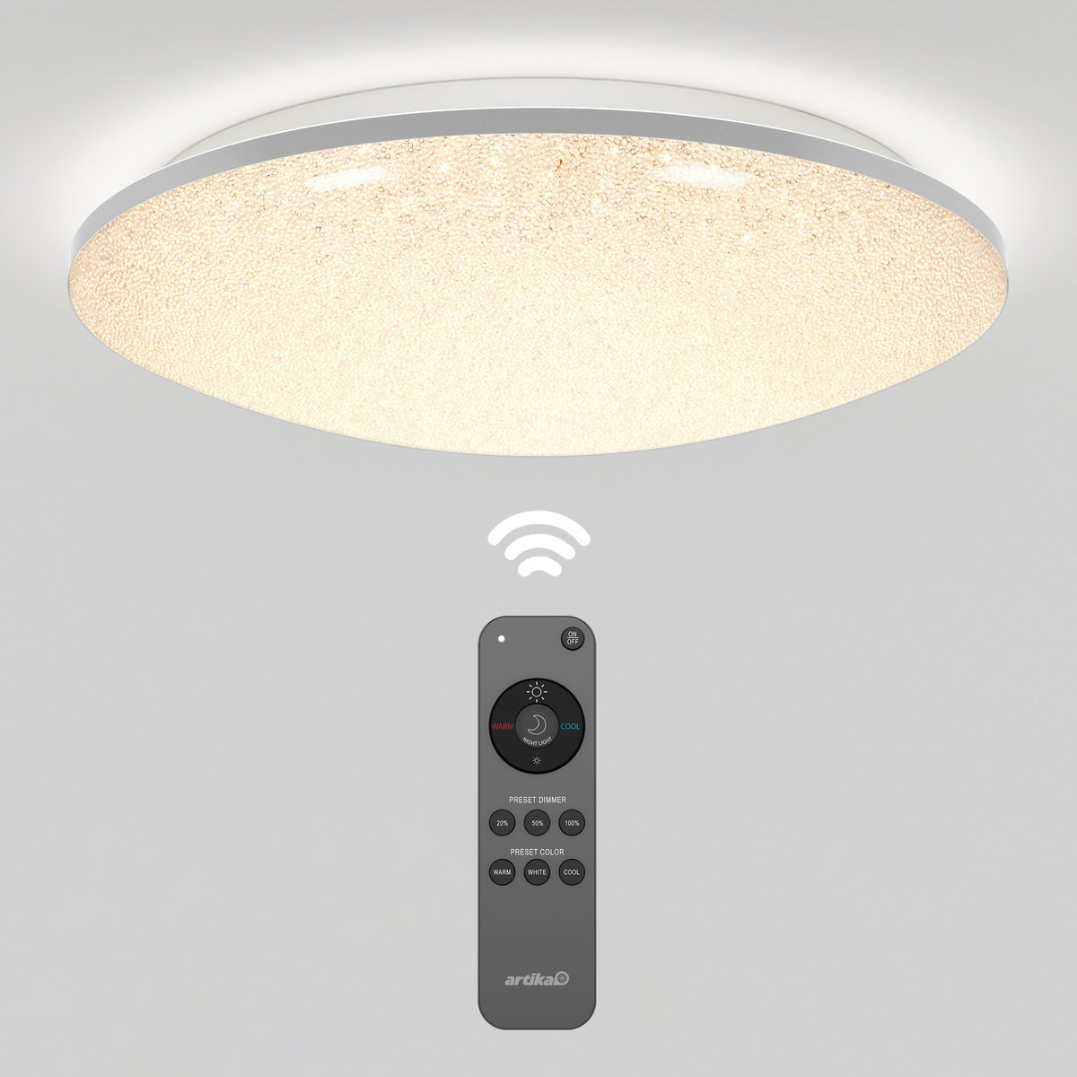 Sparkle 18 in. (45 cm) Modern LED Flush Mount Ceiling Light - With Remote
