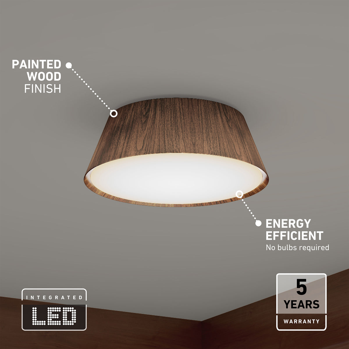 Dunham 15 in. (38 cm) Modern LED Flush Mount Ceiling Light 5 CCT