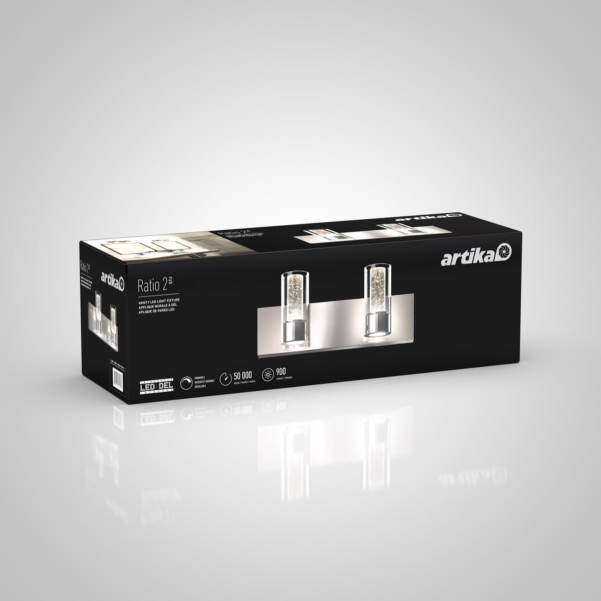 Ratio 16 pulg (40 cm) luminario de vanidad de 2 luces LED moderno para baño