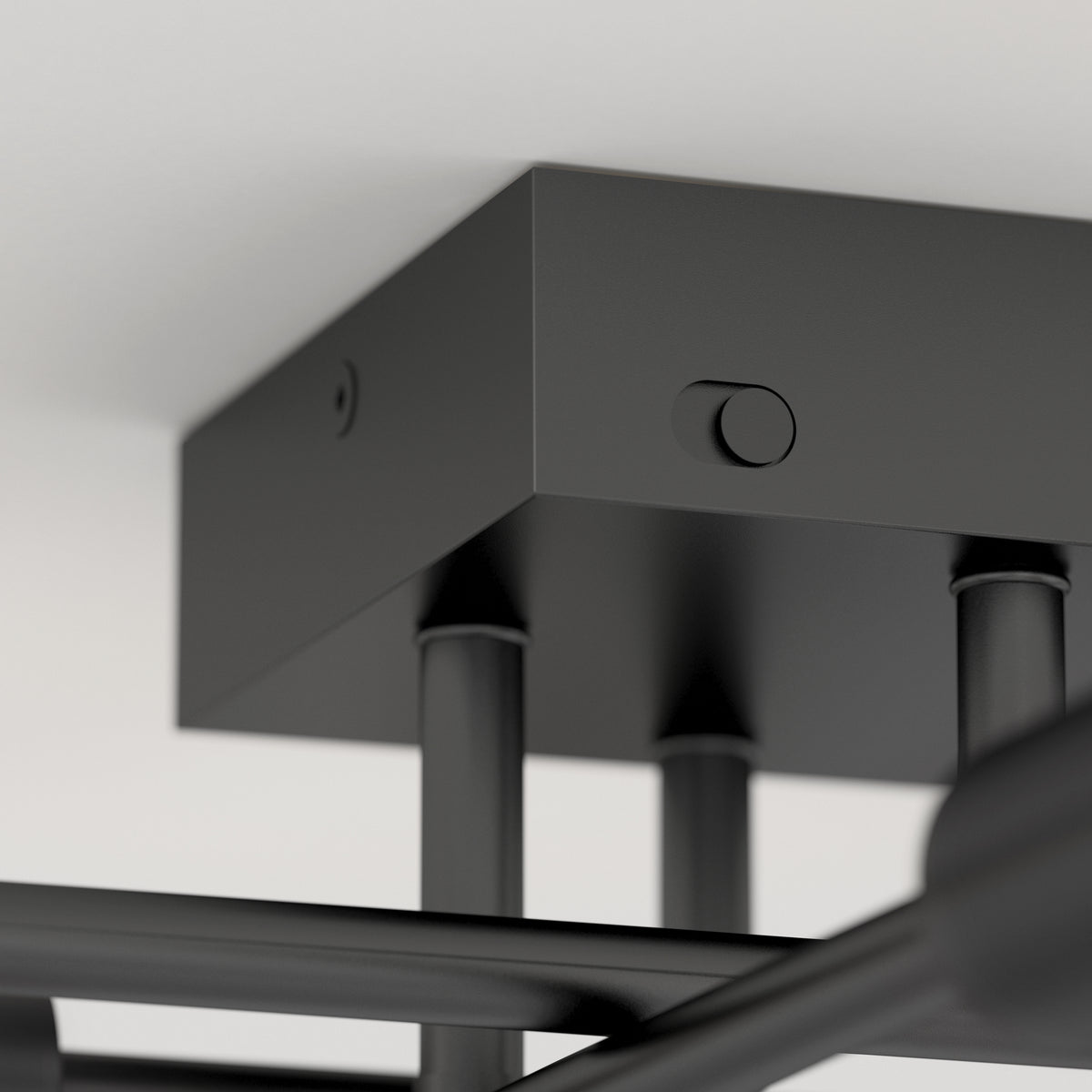 Close-up of the Artika Aristo LED flush mount 3 CCT with three rods, compatible with adjustable colour temperature LEDs.