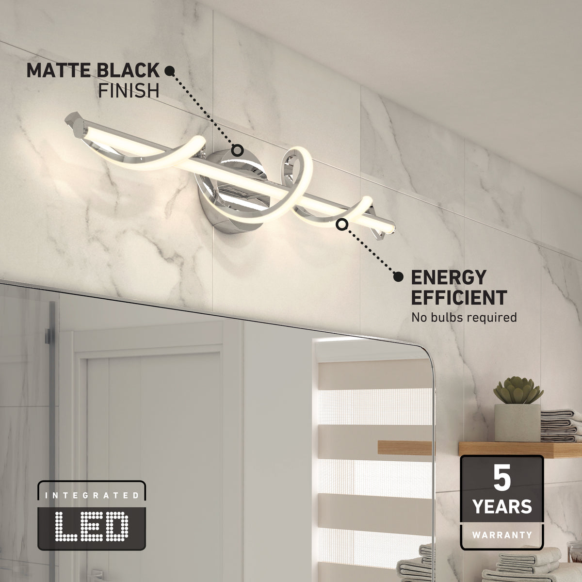 Coda 27 pulg (69 cm) luminario de baño LED integrado 5 TCL para baño