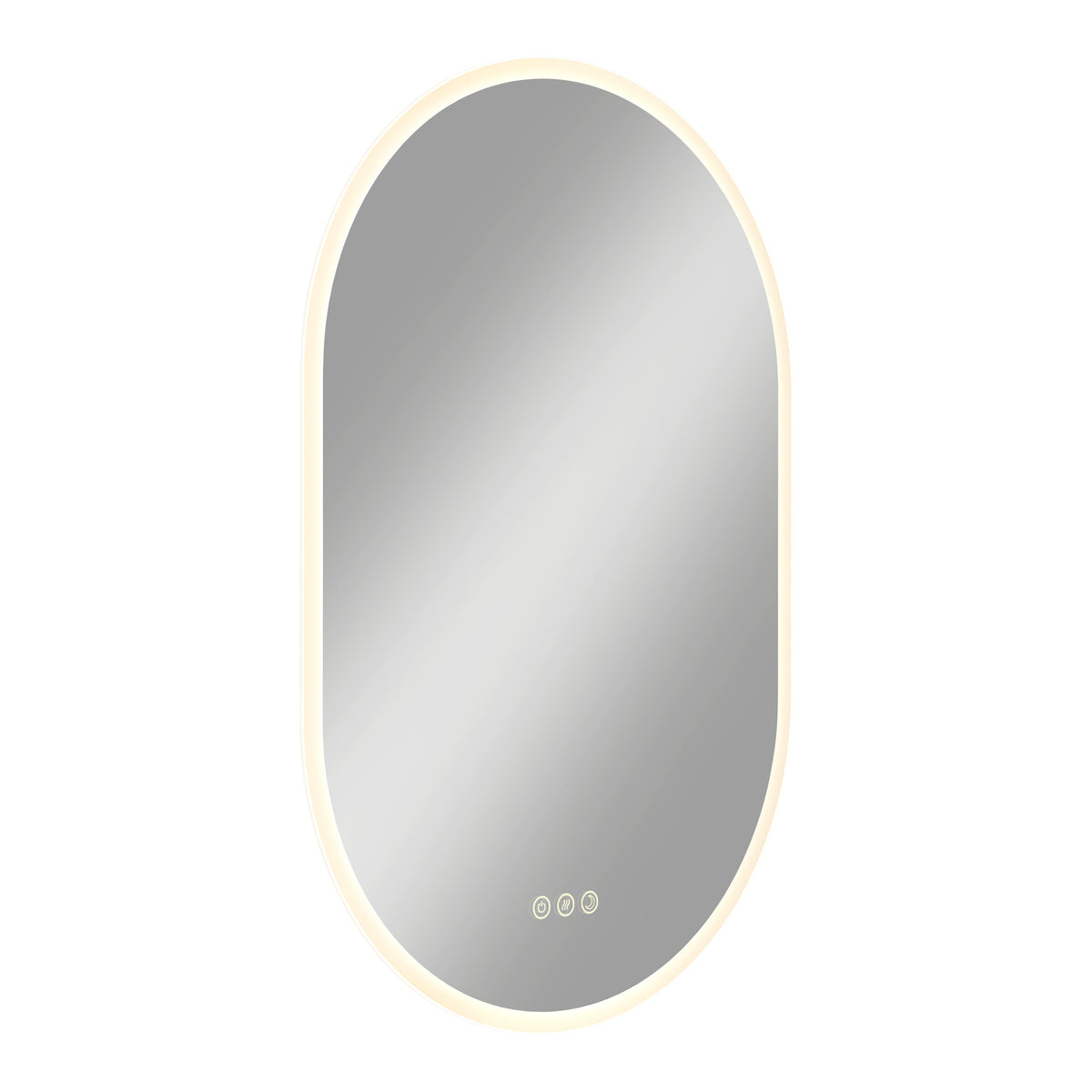 Artika Clara LED Mirror Oval 30x20 in. with defogger, 3 touch buttons, lighted frame; shown on white background.