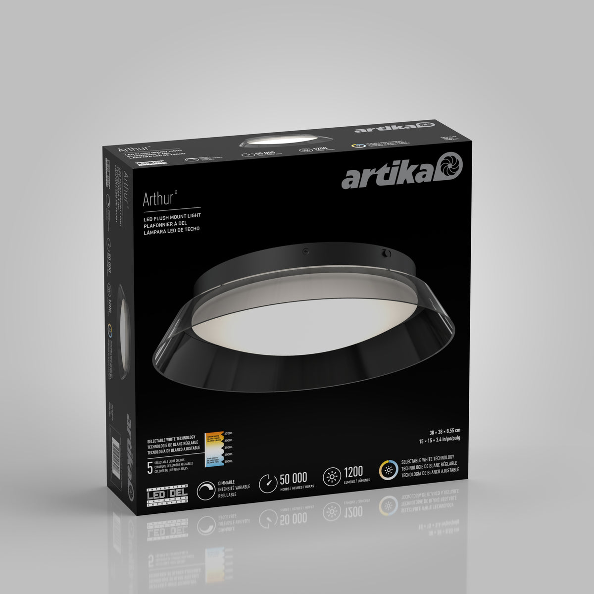 Arthur plafonnier à DEL 38 cm (15 po) 5 TCC