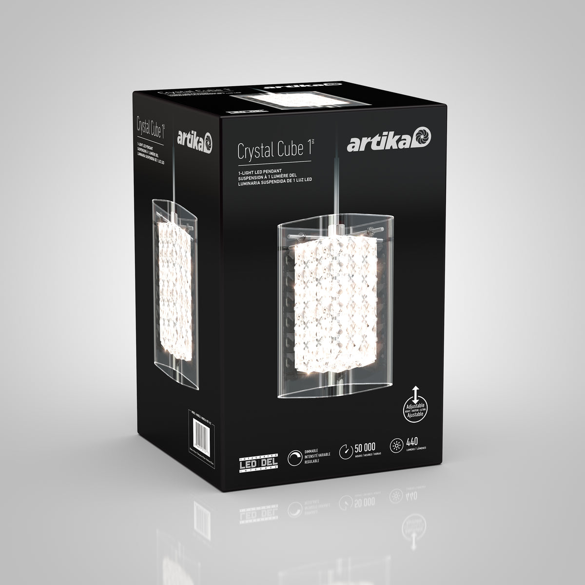 Crystal Cube suspension à 1 Lumière DEL
