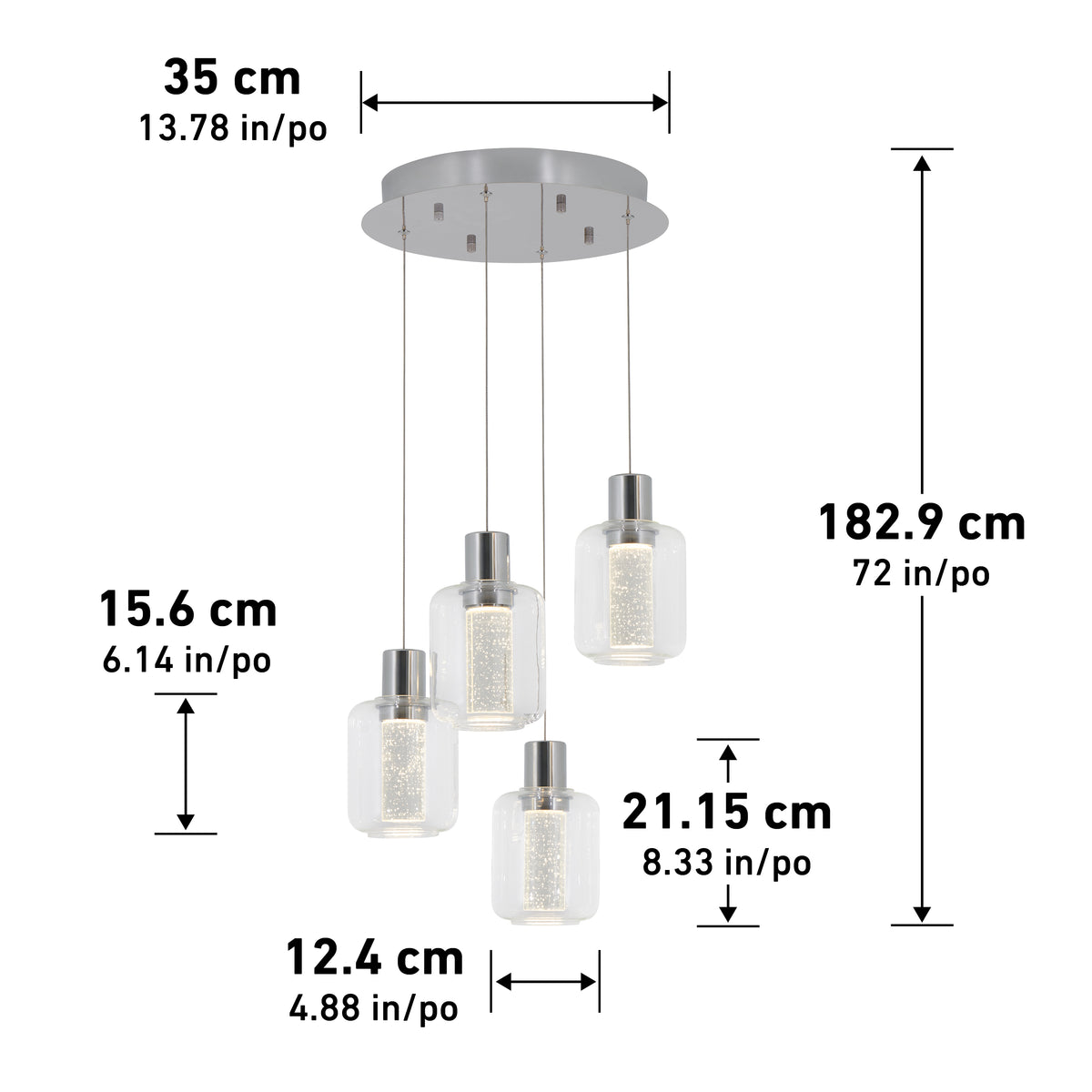 Champagne Globe 4-light LED pendant