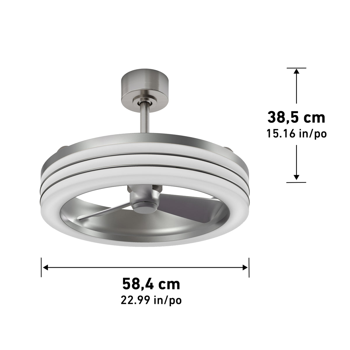 Horizon 58 cm (23 po) DEL moderne fandelier ventilateur de plafond avec lumière - télécommande incluse