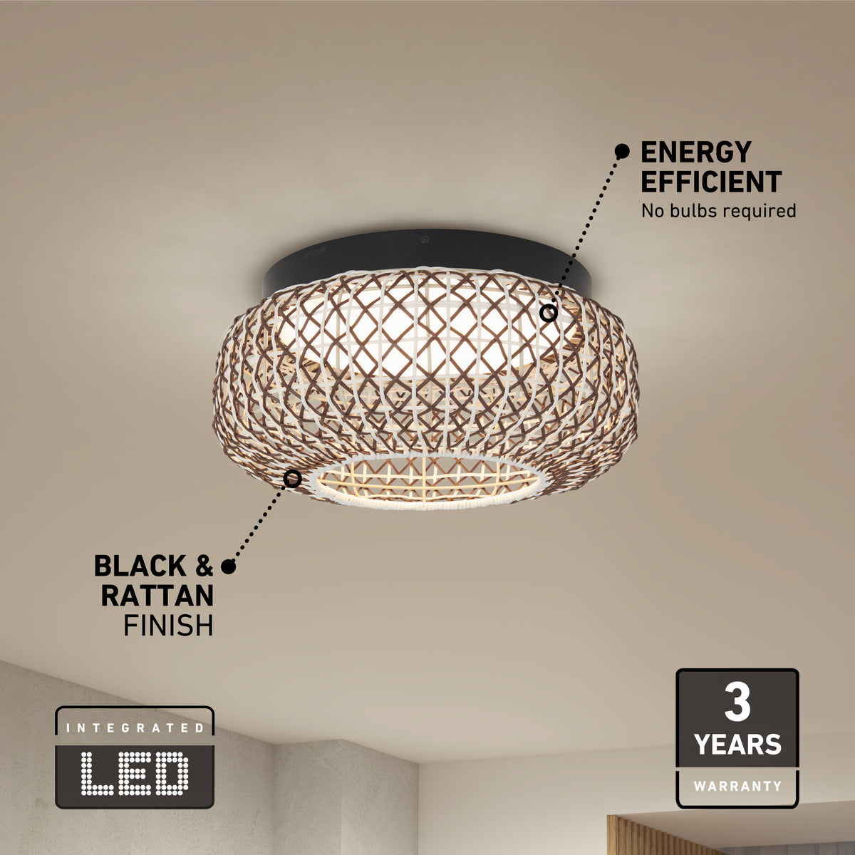Benson 15 in. (39 cm) Modern LED Flush Mount Ceiling Light 5 CCT