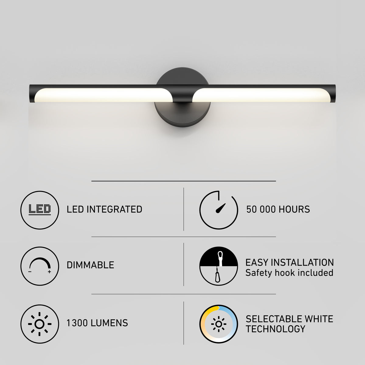 Ilona LED bathroom vanity light 5 CCT black