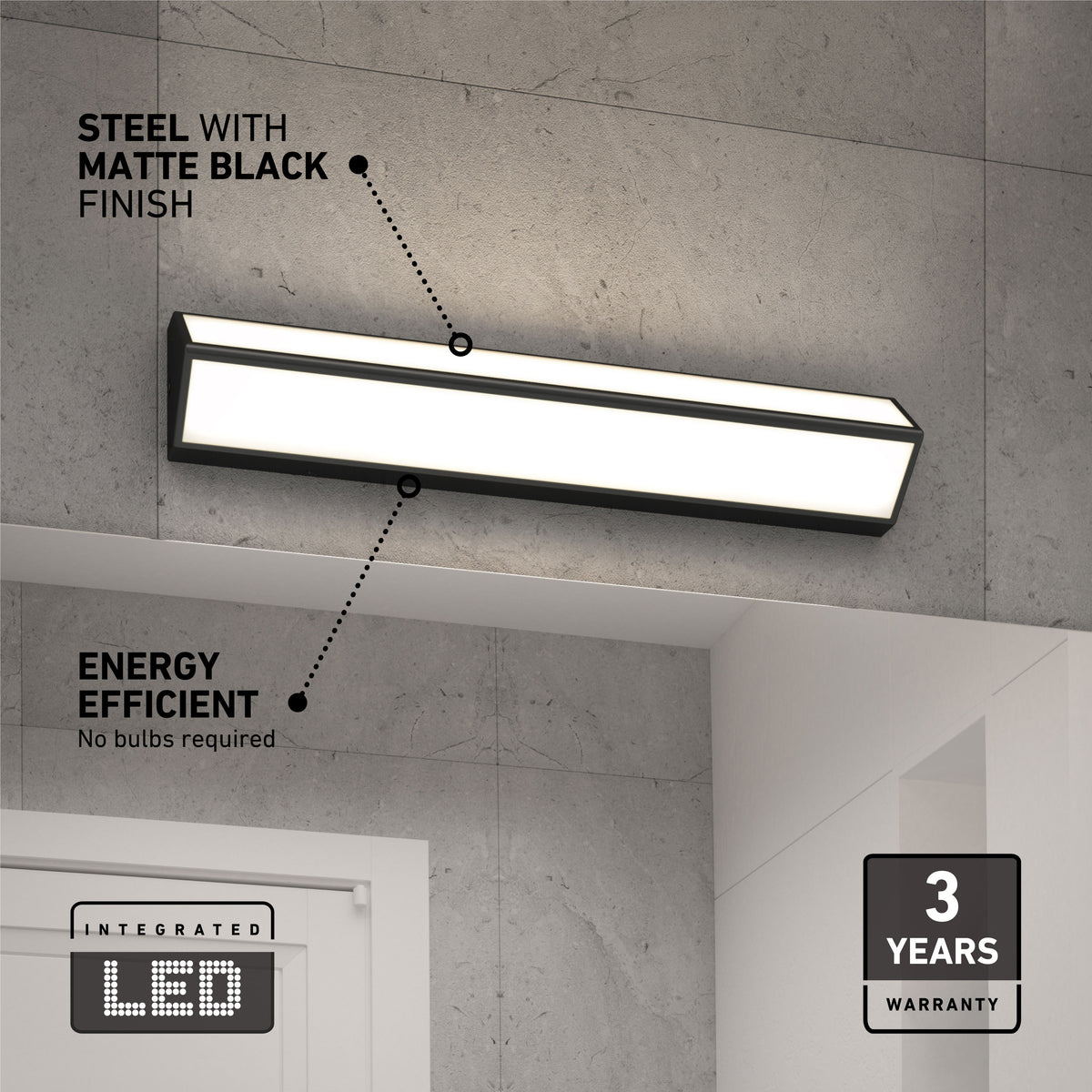 Preston LED modern bathroom vanity light 3 CCT