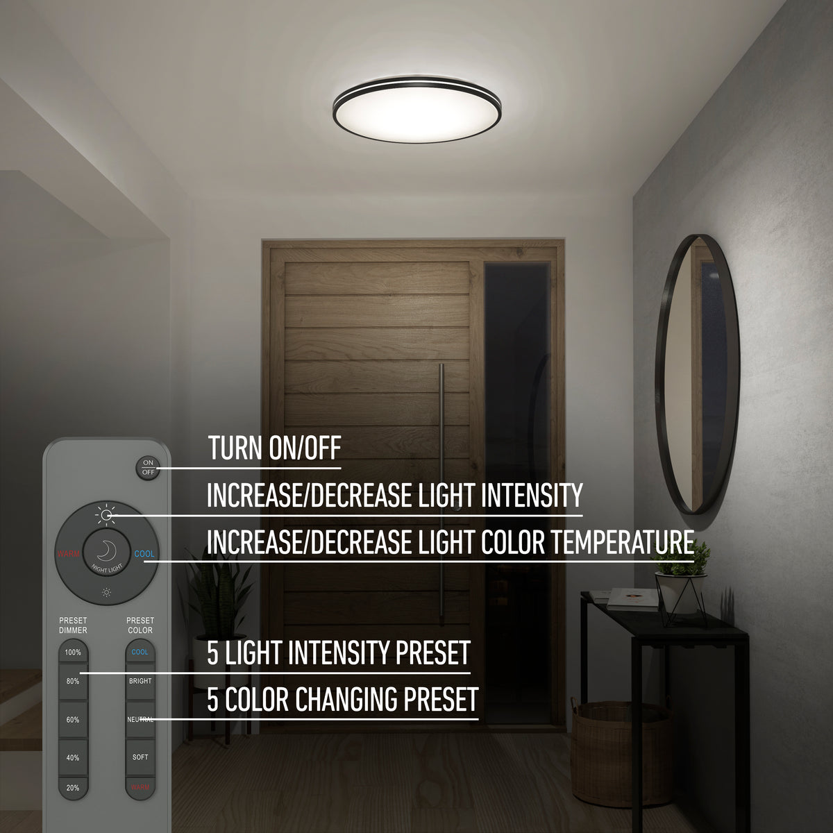 Athos 21 in. LED flush mount light - with remote