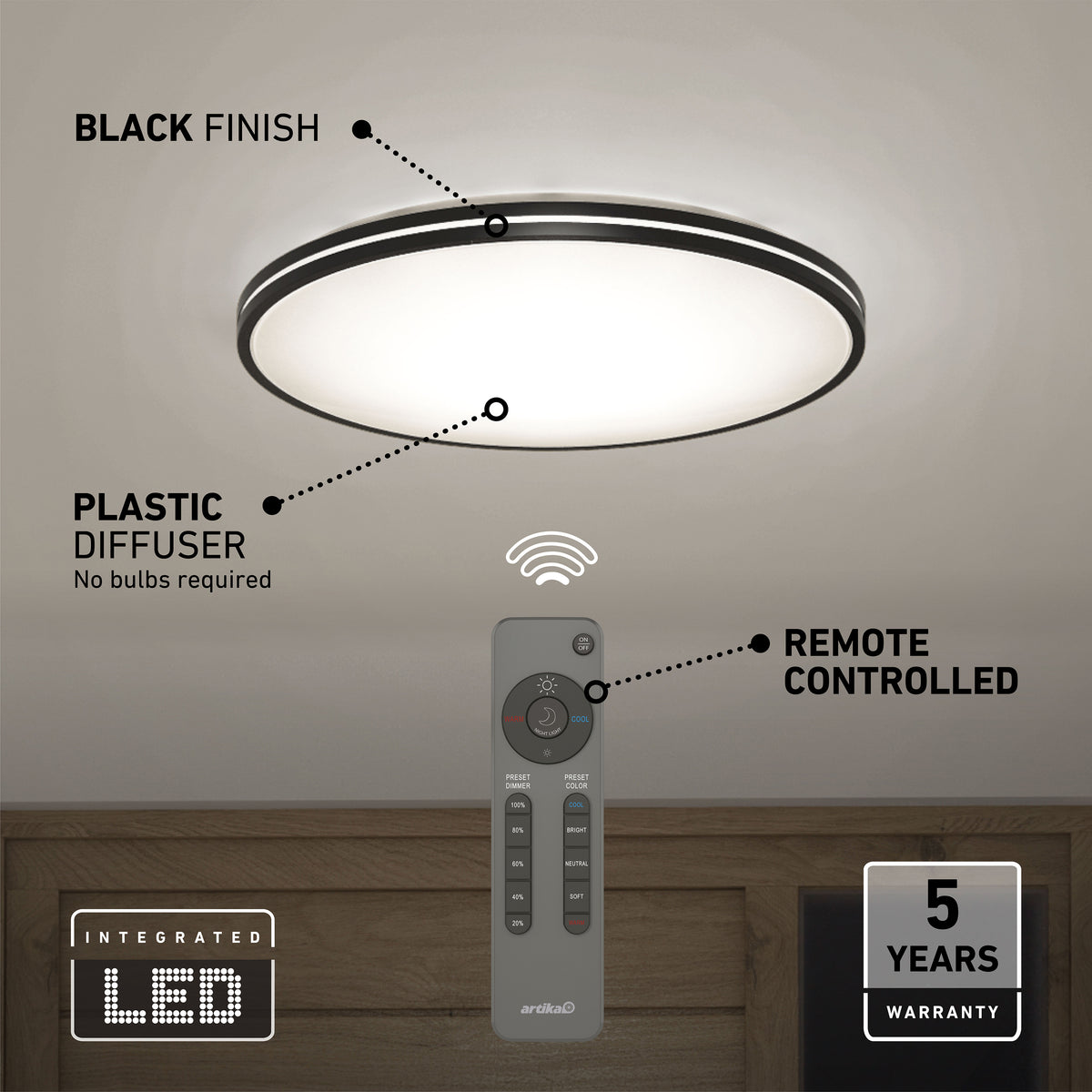 Athos 21 in. LED flush mount light - with remote