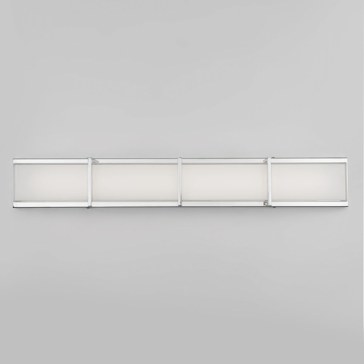 The Artika Subway 35-in (89 cm) Integrated LED Vanity Light Bar for Bathroom features four connected frosted panels in a chrome frame, shown here against a plain light gray background.