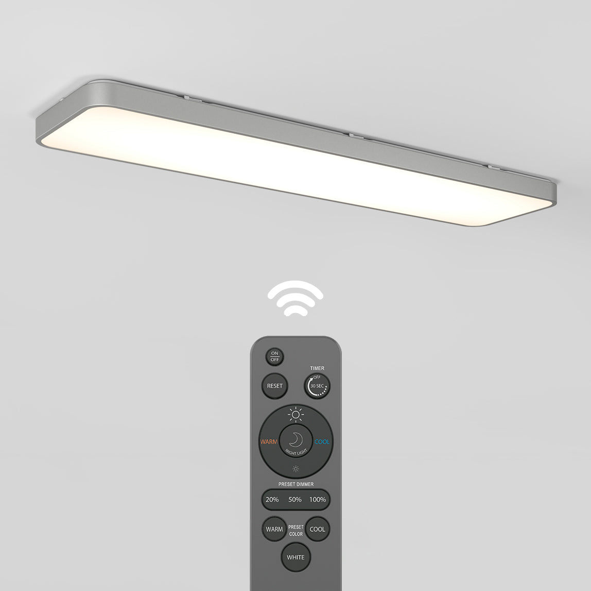 Europa 48 in. x 12 in. (122 x 30 cm) Modern Flush Mount Ceiling Light- with remote