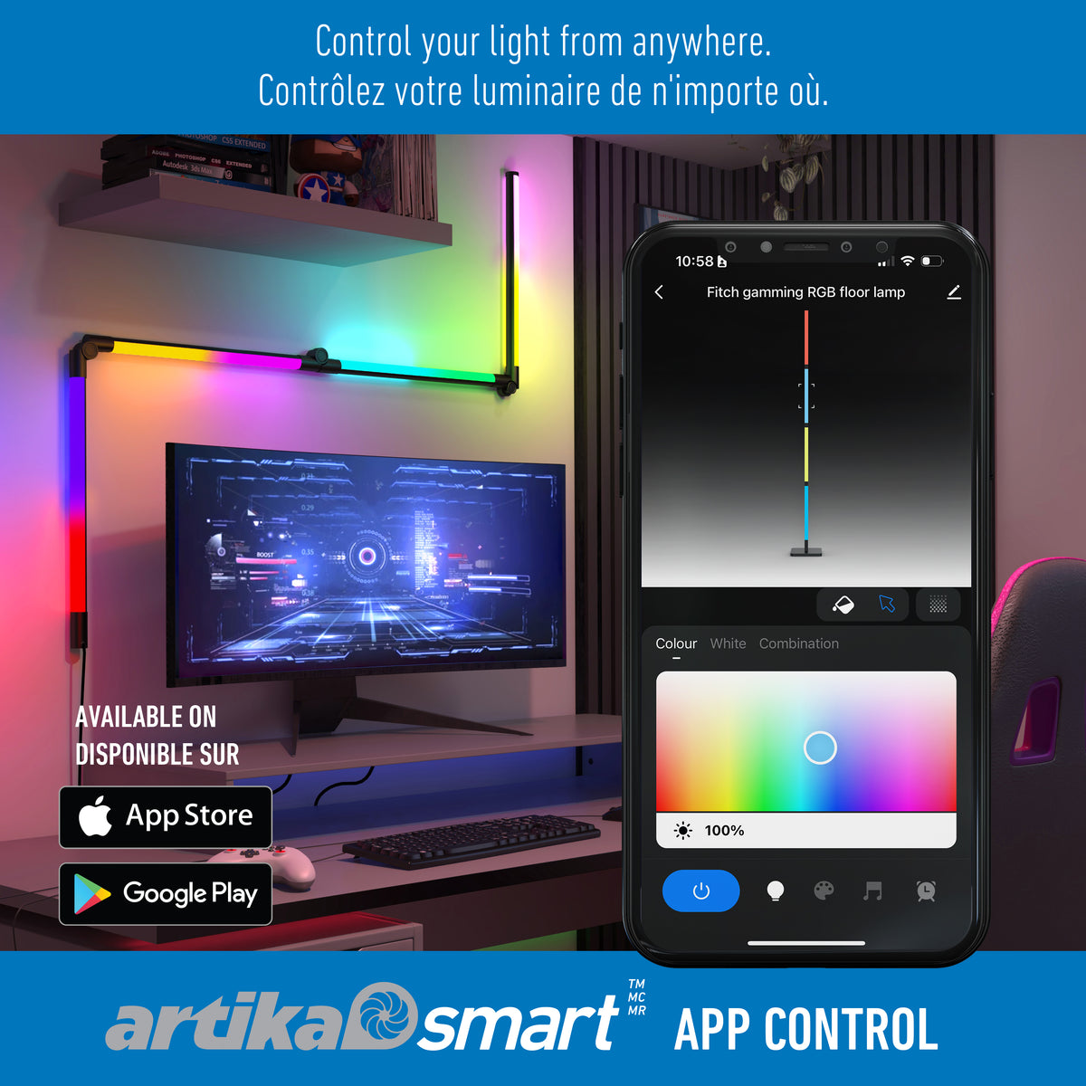 Fitch smart foldable RGB LED gaming floor lamp