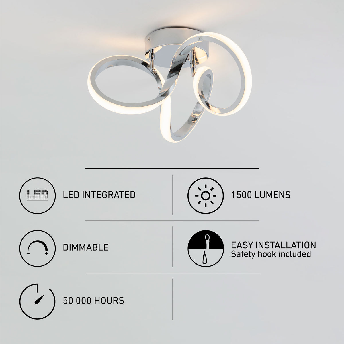 Swirl luz de techo LED moderna empotrada 35 cm (14 in.)