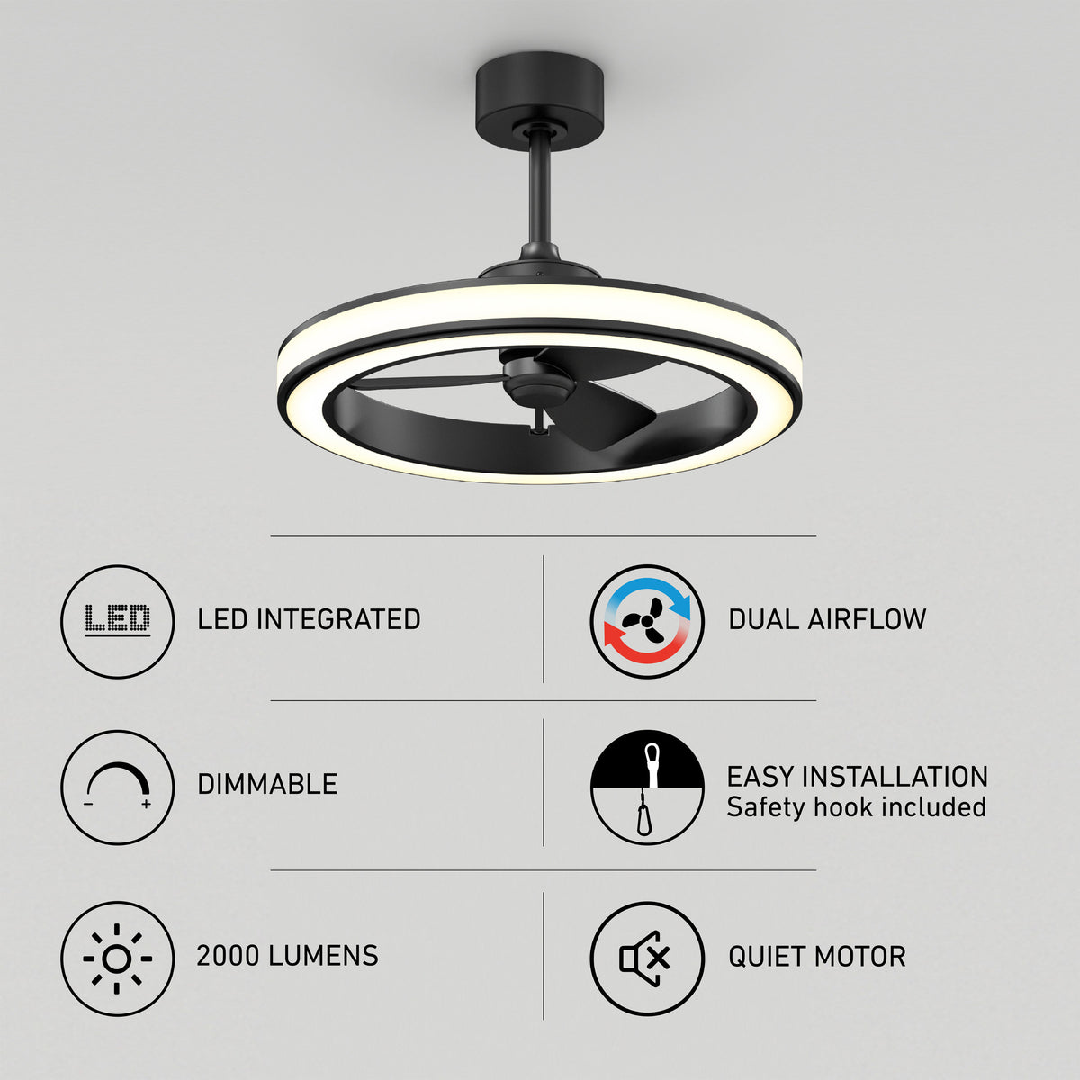 Edwin 23 in. (58 cm) LED modern fandelier ceiling fan with light - includes remote