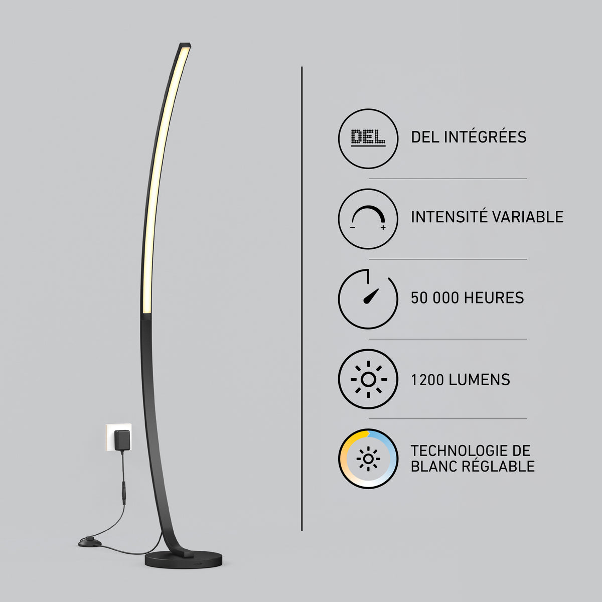 Lampadaire DEL Arc