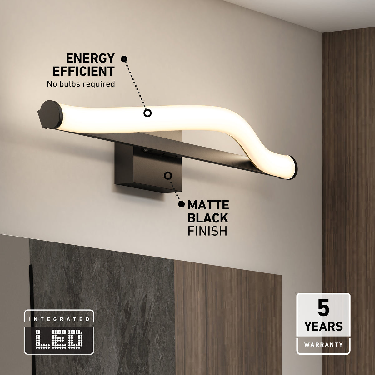 Arc 27-in (69 cm) Integrated LED 5-CCT Vanity Light Bar for Bathroom