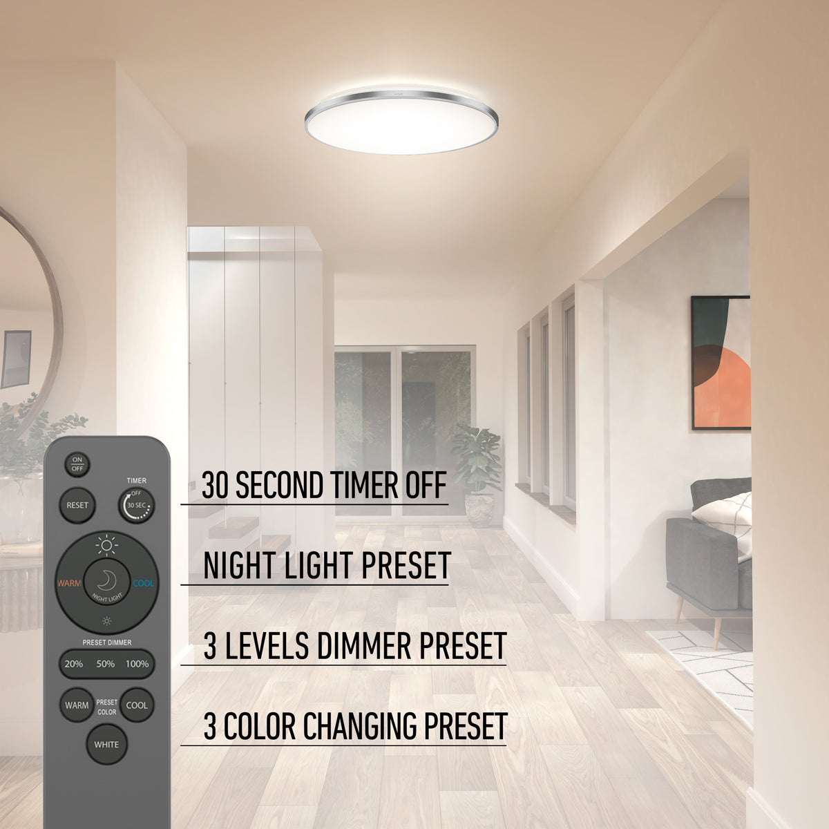 Europa luz de techo LED moderna empotrada 54 cm (21 in.) - con control remoto