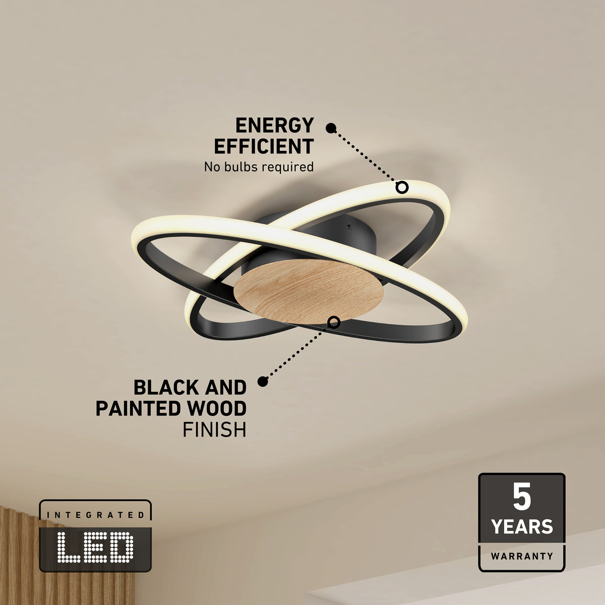 Atomic 15 in. (38 cm) Modern LED Flush Mount Ceiling Light 5 CCT