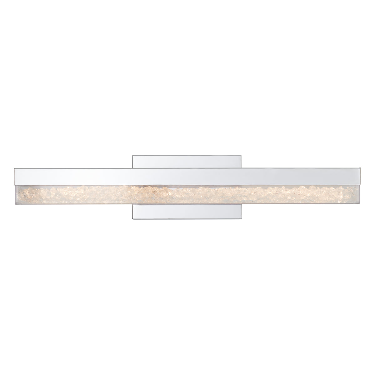 The Artika Riviera modern LED bathroom vanity light features a chrome finish and textured, illuminated glass for luxurious style.