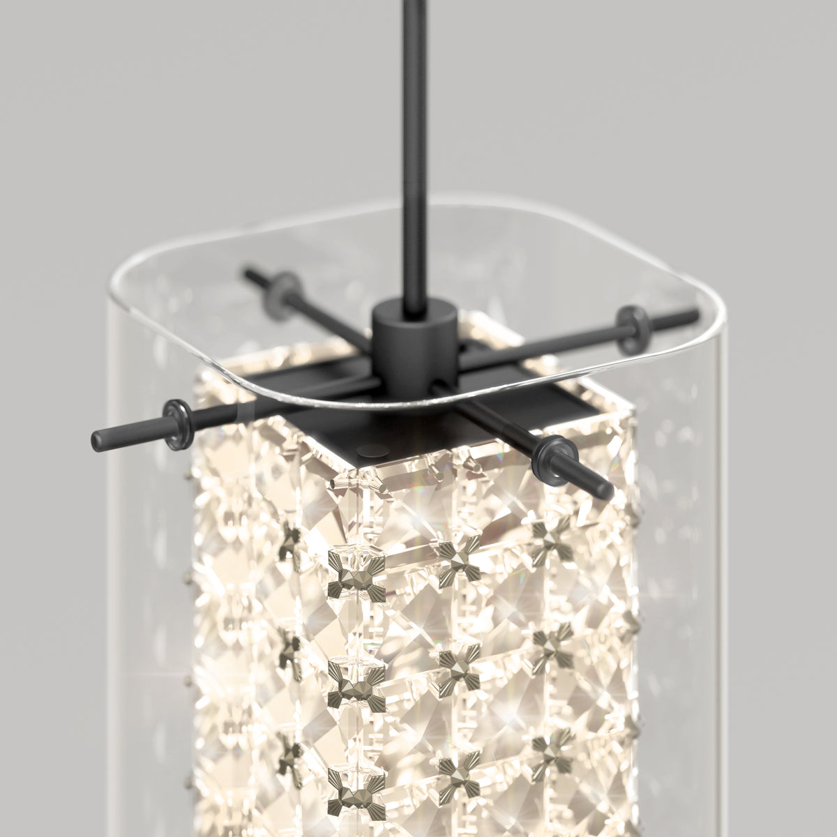 Crystal Cube suspension à 1 Lumière DEL