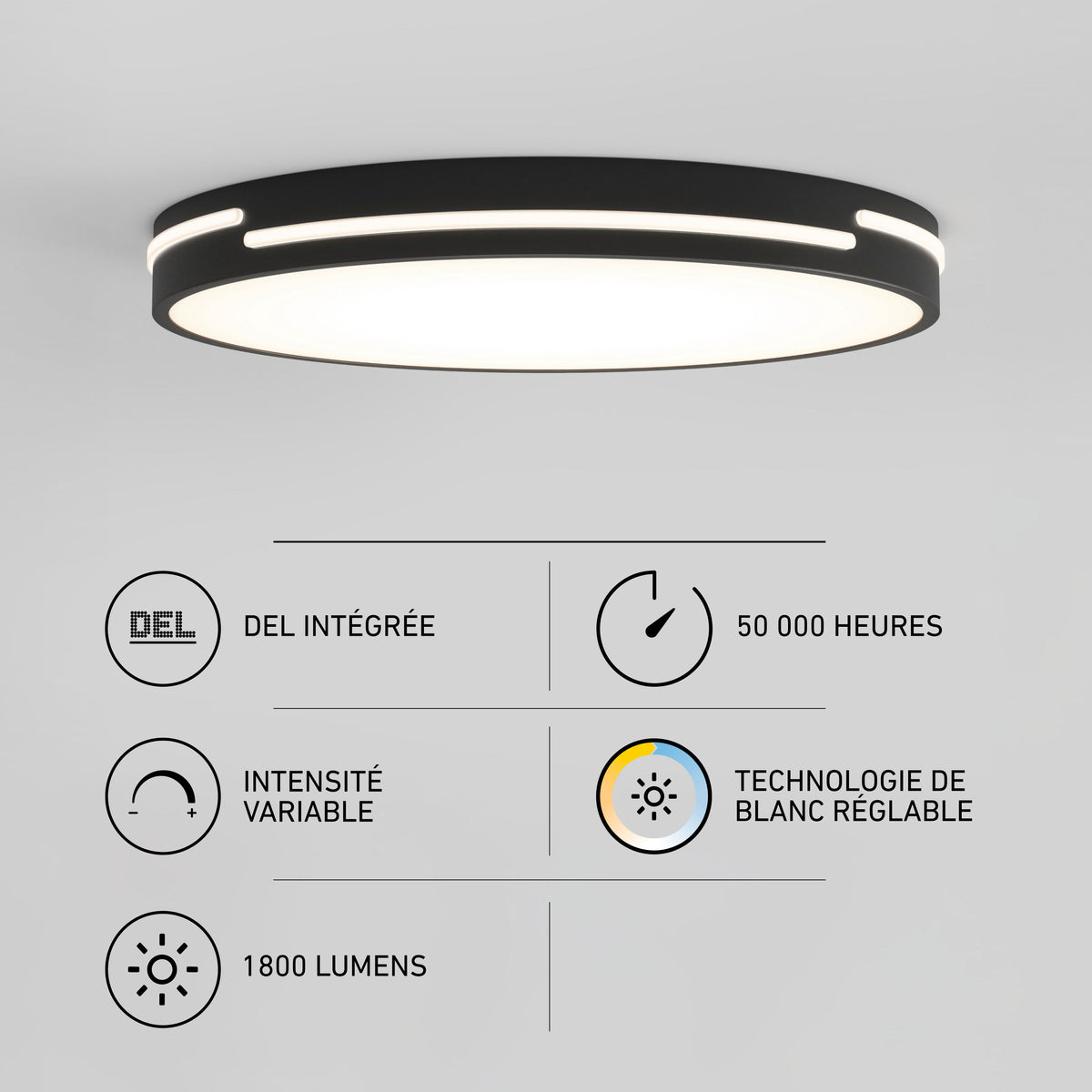 Artika Delray 16″ LED ceiling light, 5 CCT, dimmable, adjustable white, 50K hrs, 1800 lumens.