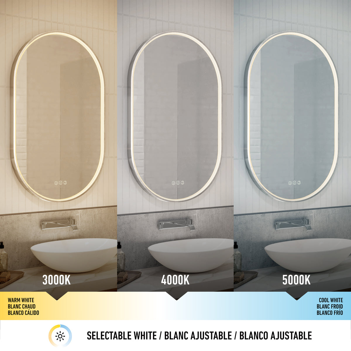Royce Miroir à DEL 51 x 81 cm (20 x 32 po) 3 TCC antibuée