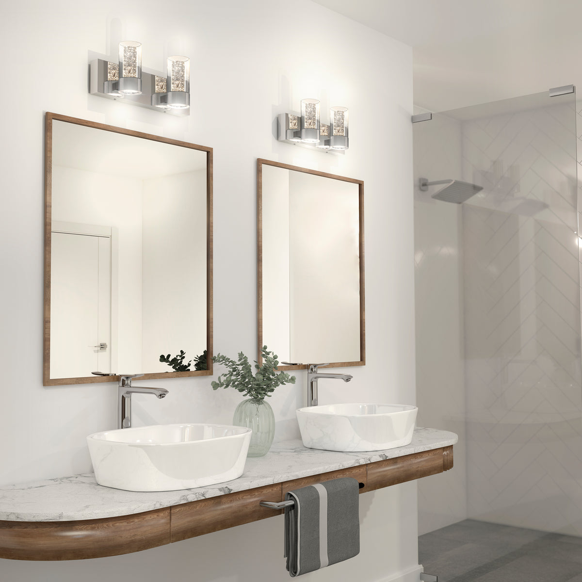 Ratio 16 pulg (40 cm) luminario de vanidad de 2 luces LED moderno para baño