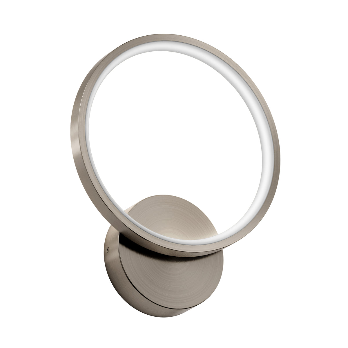 The Artika Solis modern LED indoor-outdoor wall light 5 CCT features a circular metallic frame and integrated light ring on a round base, delivering sleek, elegant accent lighting ideal for contemporary or minimalist interiors and exteriors.