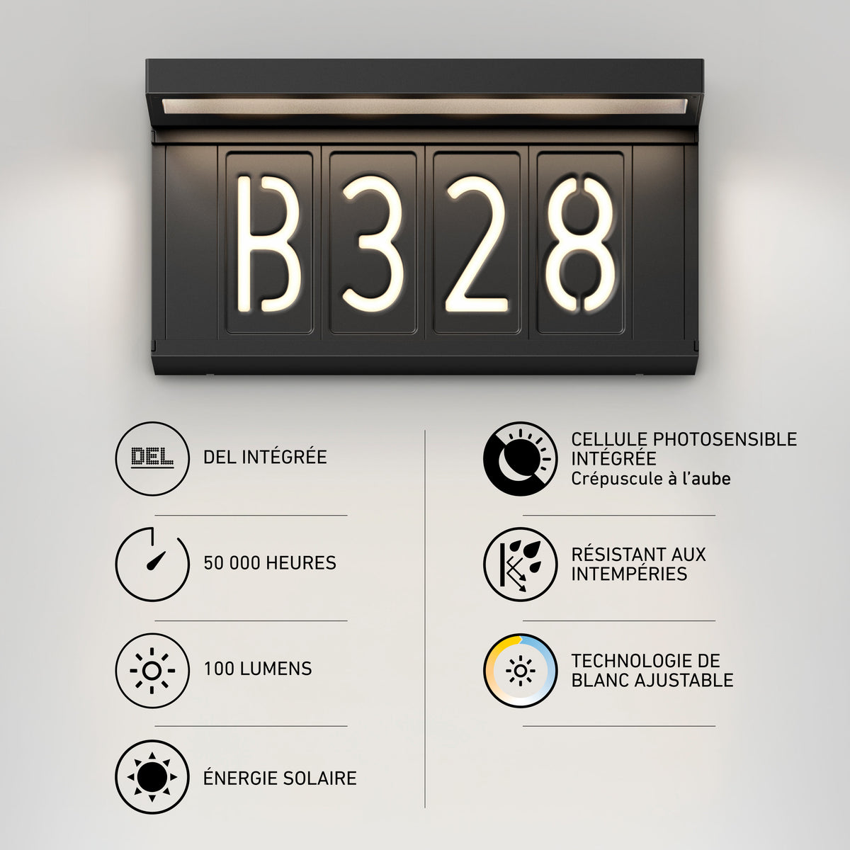 Bowen luminaire solaire à DEL extérieur adresse 5 CCT