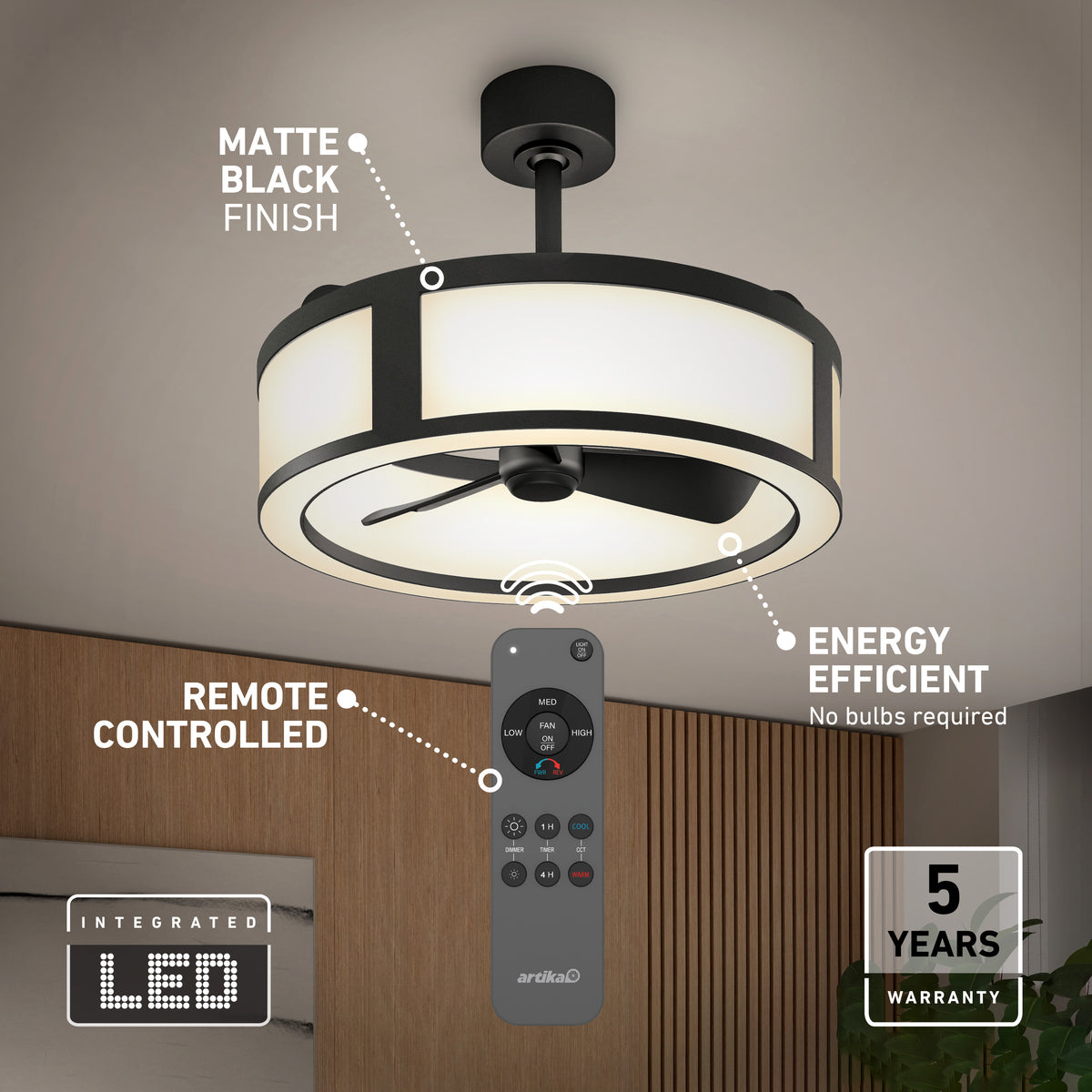 Huxley 23 in. (59 cm) LED modern fandelier ceiling fan with light