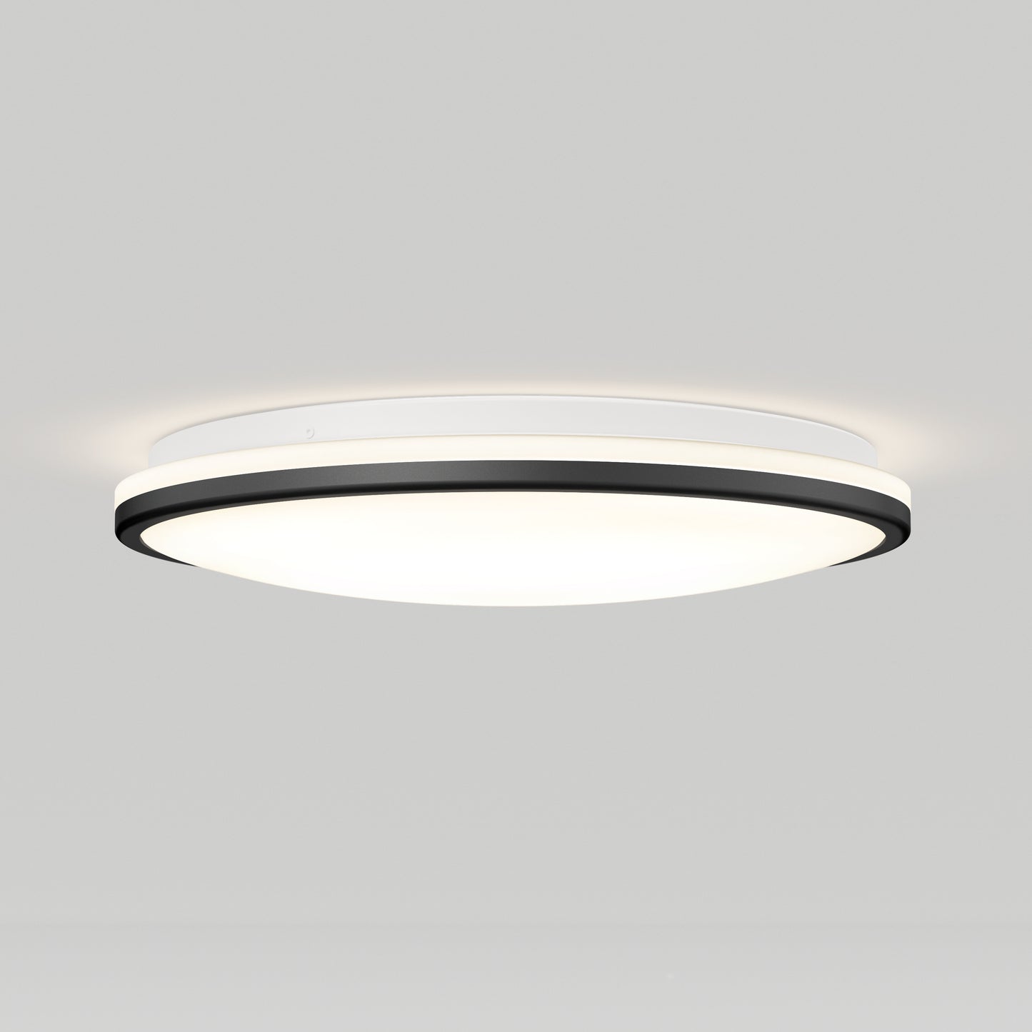 The Artika Macy 15 in. LED modern flush mount light features a white base with a thin black accent, is WiFi-enabled with RGB options, and softly illuminates any space with its minimalist design.