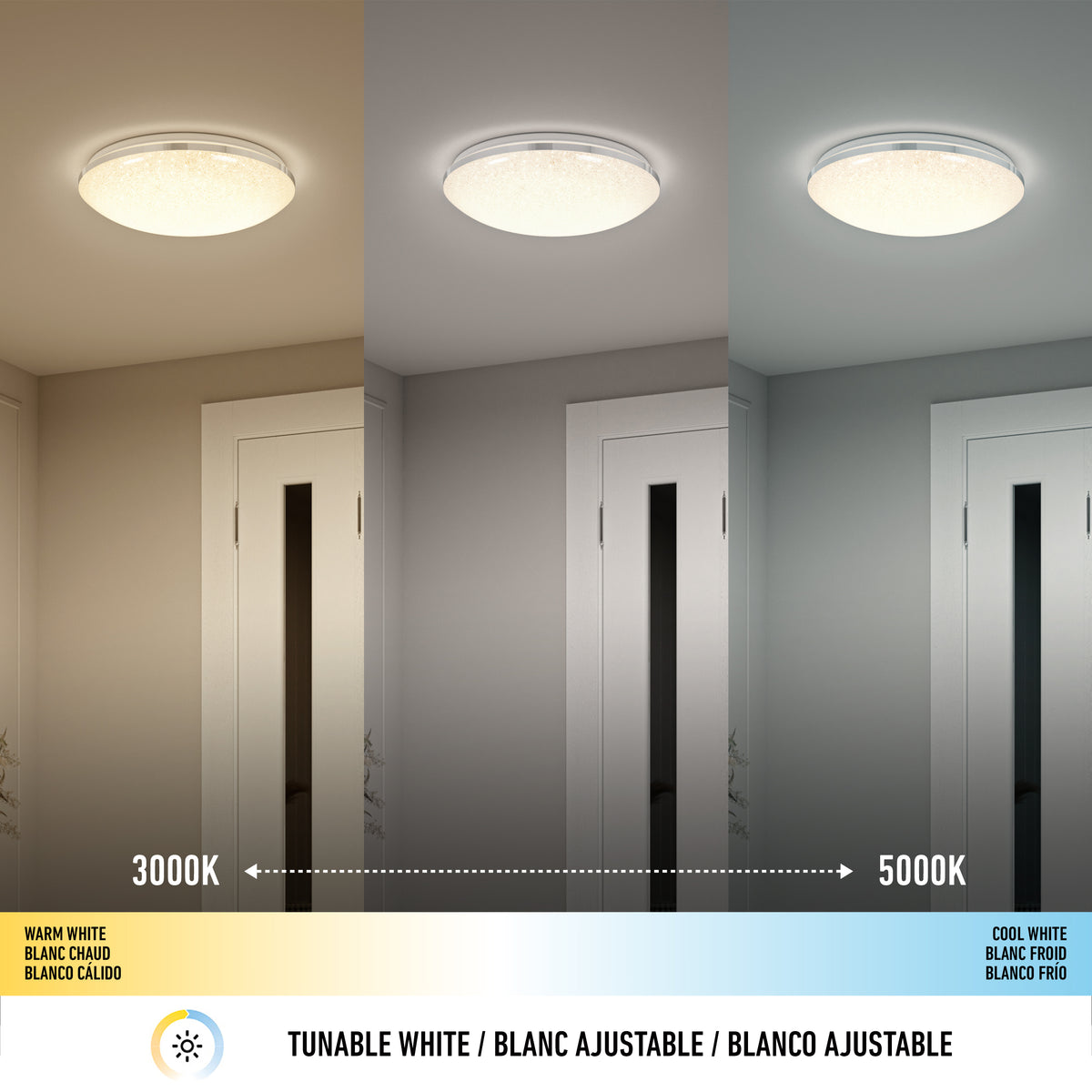 Sparkle 15 in. (38 cm) Modern LED Flush Mount Ceiling Light 5 CCT