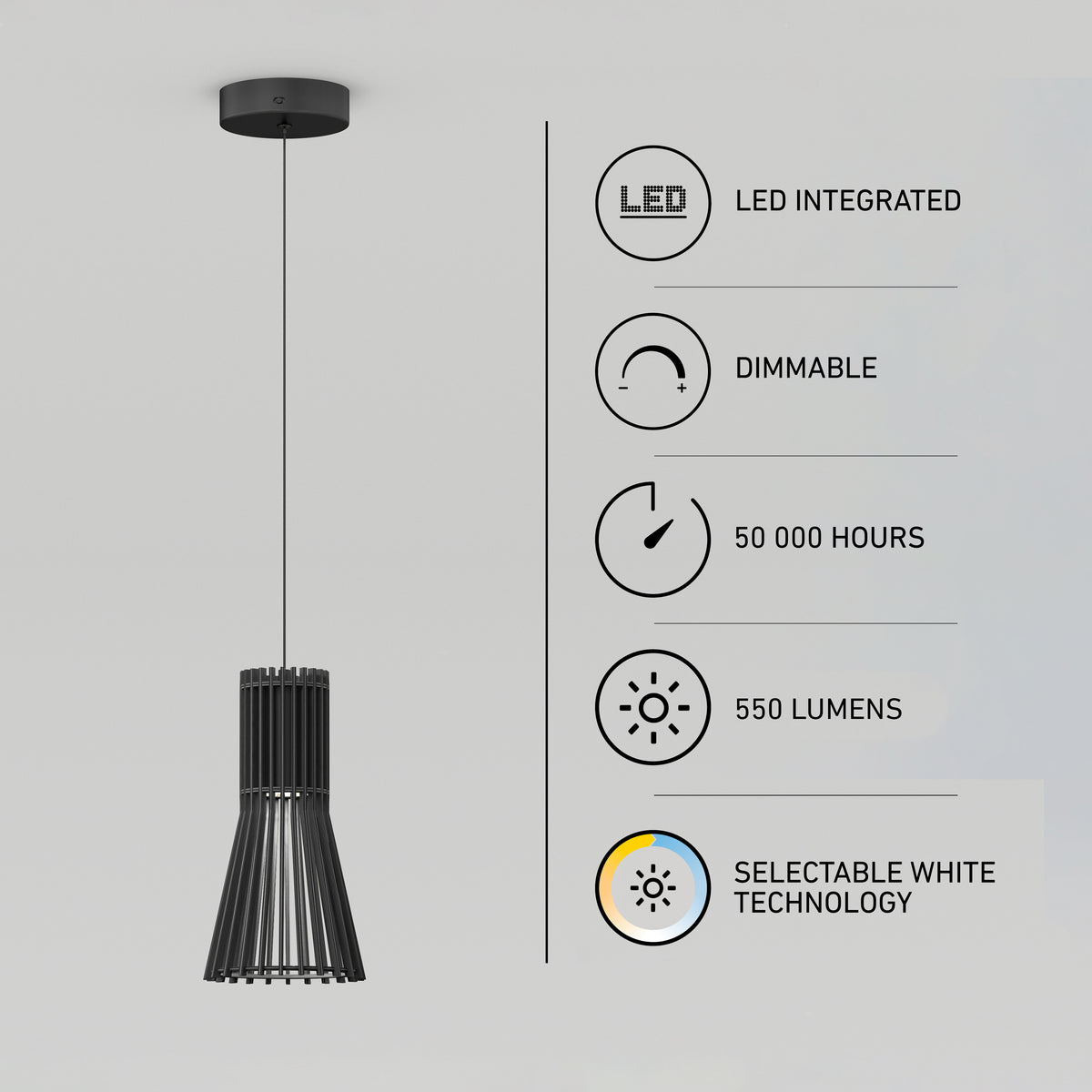 Kiyo modern LED pendant light 3 CCT
