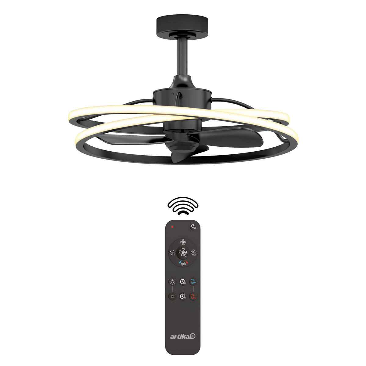 Coda 58 cm (23 po) DEL moderne fandelier ventilateur de plafond avec lumière - télécommande incluse