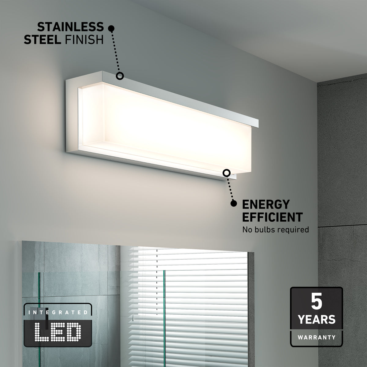 Bristol 18 po (46 cm) luminaire de vanité DEL intégré 3 TCL pour salle de bain