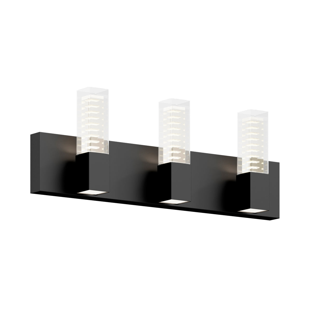 The Artika Hologram LED modern bathroom vanity light 5 CCT is a sleek black fixture ideal for mirror lighting.