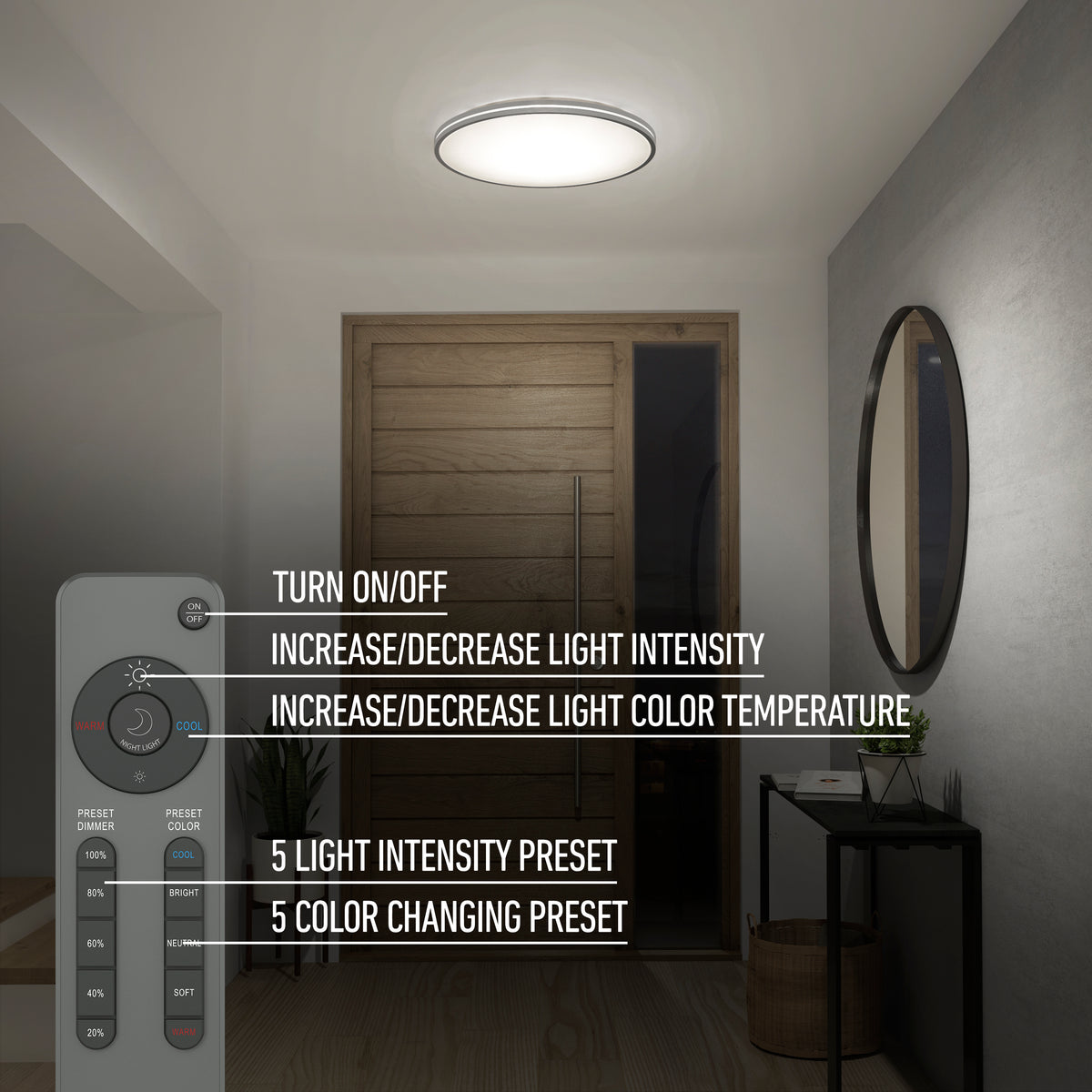 Athos 21 in. LED flush mount light - with remote