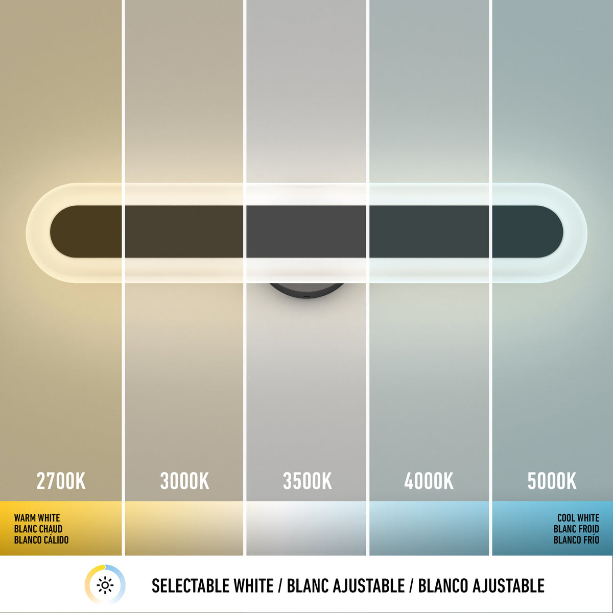 Pista 27 po (69 cm) luminaire de vanité DEL intégré 5 TCL pour salle de bain