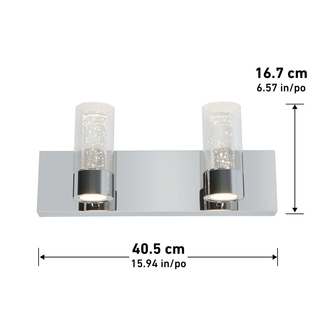 Ratio 16 pulg (40 cm) luminario de vanidad de 2 luces LED moderno para baño