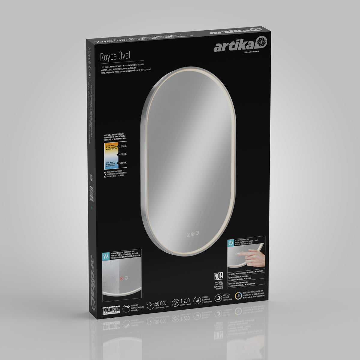 Royce Miroir à DEL 51 x 81 cm (20 x 32 po) 3 TCC antibuée