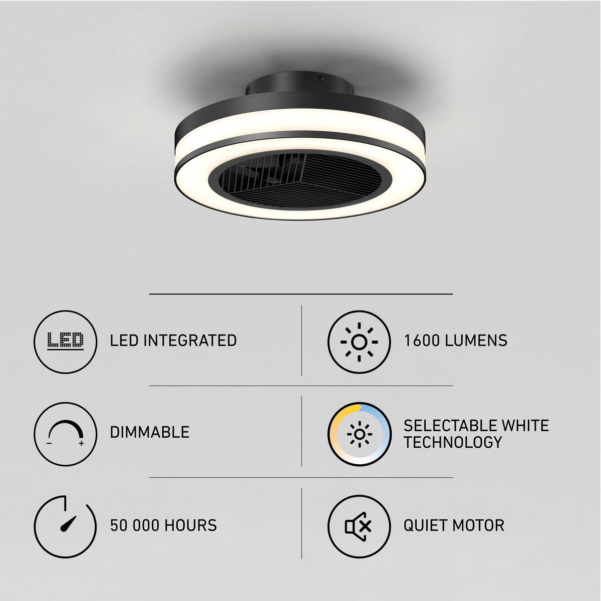 Elton 49 cm (19 po) DEL moderne fandelier ventilateur de plafond avec lumière - télécommande incluse