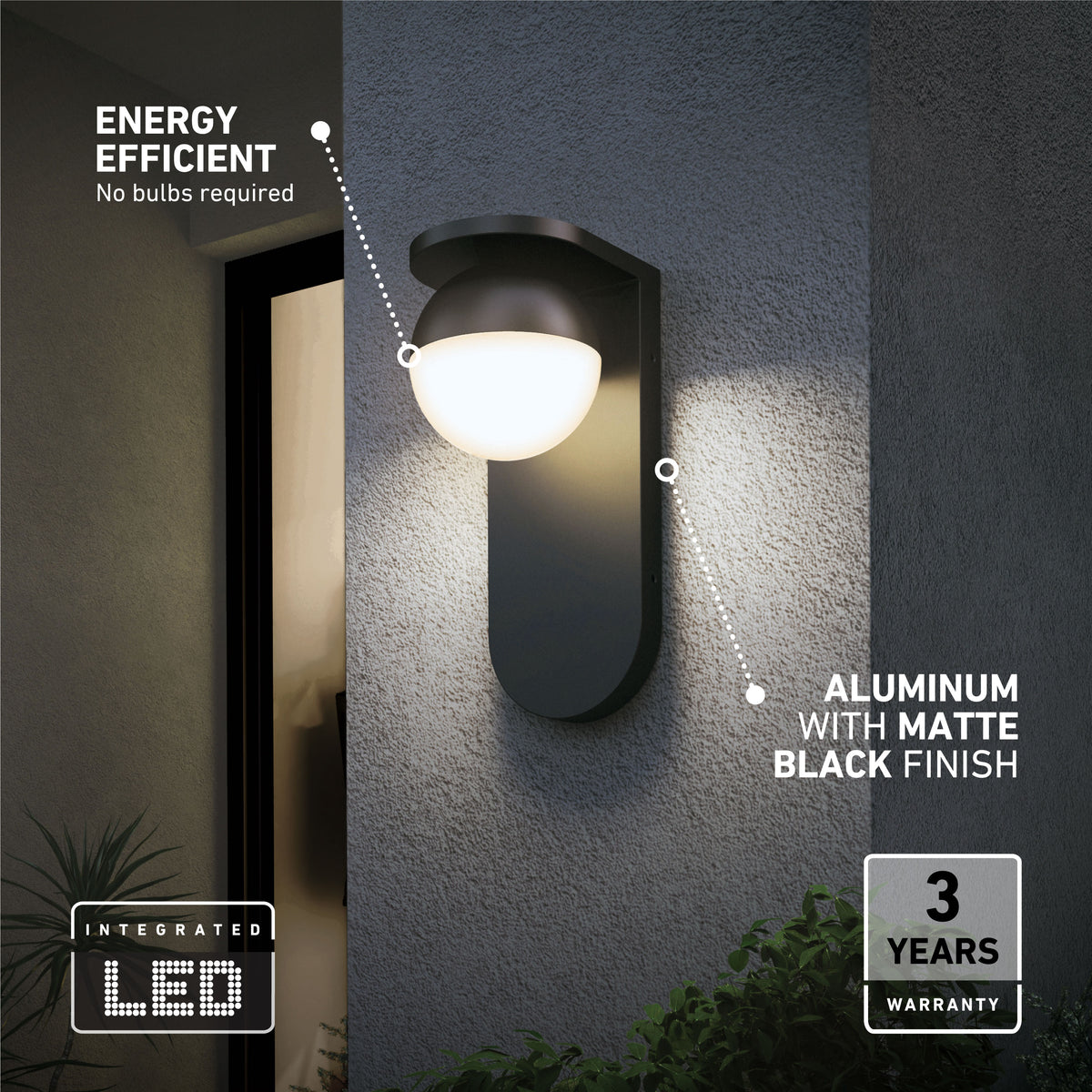Bloom indoor-outdoor LED wall light 3 CCT