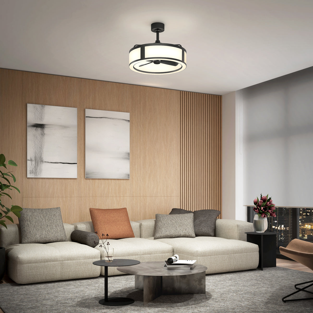 Huxley 23 in. (59 cm) LED modern fandelier ceiling fan with light