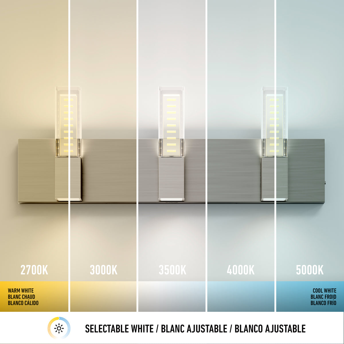 Artika Hologram LED vanity light offers 5 CCTs, dimmable, ideal for bathroom mirrors with warm to cool white lighting.