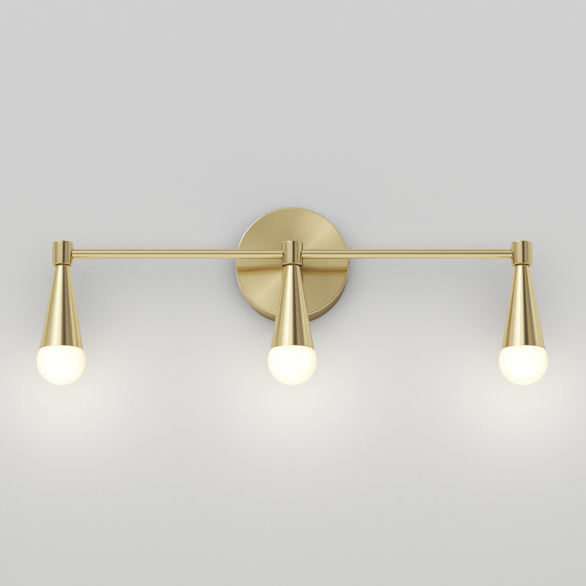 The Artika Wayden LED mid-century vanity light features 3 CCT settings and is ideal for mounting on a white wall.