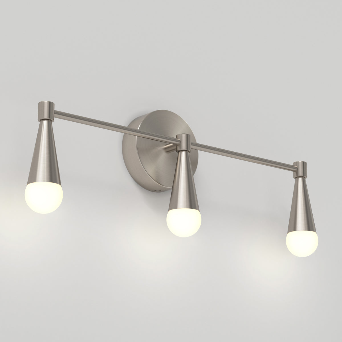 Artika Wayden LED mid-century vanity light features 3 CCT and brushed nickel, ideal for softly glowing bathroom lighting.