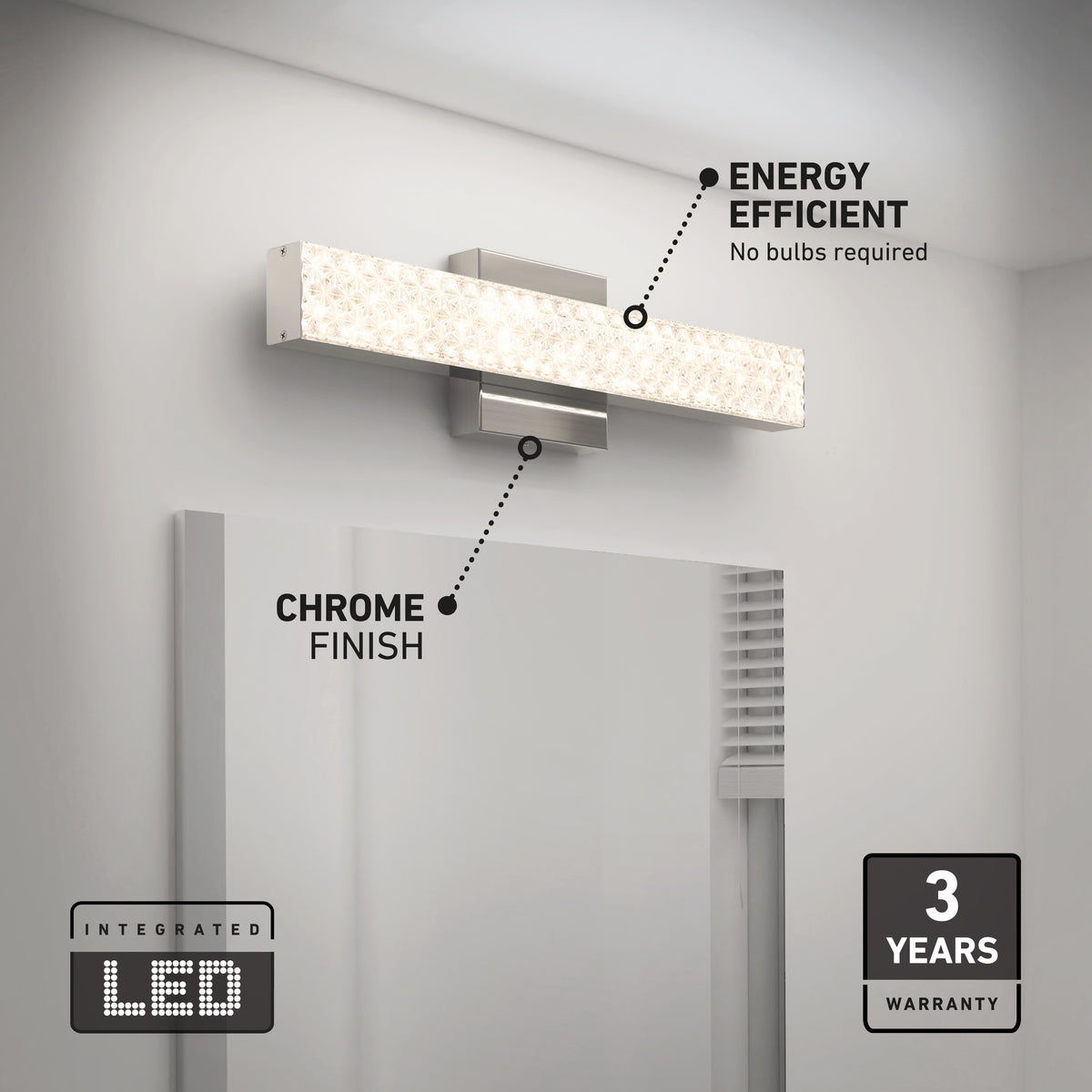 Adeline 18 pulg (46 cm) luminario de baño LED integrado 3 TCL para baño
